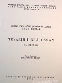 TEVARIH-I AL-I OSMAN II. DEFTER, Yayina Hazirlayan SERAFETTIN TURAN, جلد دوم, چاپ ترکیه, (HZ2375) 